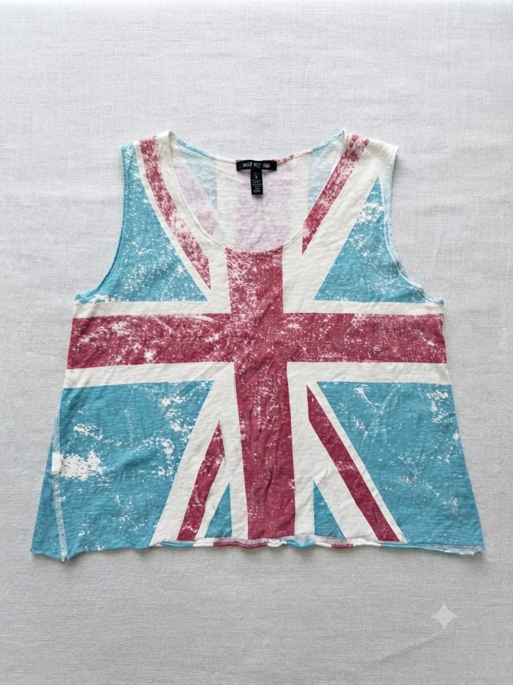 ZARA Trafaluc Blue & Burgundy Union Jack Sleeveless Tank Top